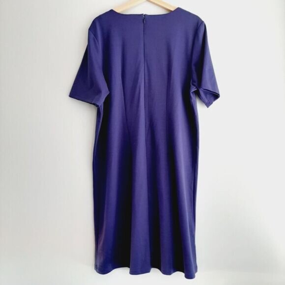 LENNIE Scoop Neck Midi Length Dress Soft Fabric Blue / Purple Sz XL Flawed - Picture 7 of 12